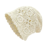Bohemian Style Crochet Flower Knitted Hat Thin Korean Lace Woven Cap Apparel Accessories Handmade Hollowed Out Beanie Cap Girls