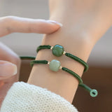 Daiiibabyyy Green Color Fake Hetian Jade for Women Man Adjustable Cord Jewelry Happiness Peaceful Girls Gifts Dropshipping