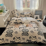 DAIIIBABYYY  -  Instagram Cartoon Cute Pure Cotton Four Piece Set, All Cotton Bed, Nantong Home Textile Quilt Cover, Student Three Piece Set,