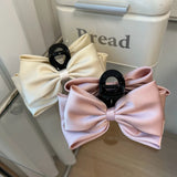 DAIIIBABYYY  -  Large Double sided Bow Clasp Clip Korean Fashion Hair Crab  Satin  Hair Shark Clip Back Head Spoon Hair Clip