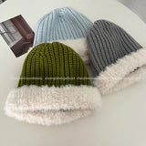 Daiiibabyyy Women Imitation Cashmere Knitted Wool Hat Winter Thickened Warm Outdoor Casual Lolita Hat JK Women Beanies Cap Accessories