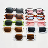 Daiiibabyyy Vintage Small Rectangular Frame Sunglasses Woman Summer Fashion Retro Luxury Sun Glasses Female Leopard Blue Oculos De Sol