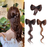 Daiiibabyyy  Synthetic Clamp Type Bowknot Hair Bun Black Brown Clamp Type Ponytail Hair Extensions Elegant And Natural Hair Accessories