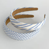 Daiiibabyyy  1PC Blue White Striped & Plaid Headband, Retro Twisted Hair Hoop, Fashion Women Face Slimming Hair Accessories For Daily Styling