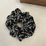 DAIIIBABYYY  -  Wholesale French Retro Black And White Floral Elastic Scrunchie Simple Fashion Fabrics Hair Rope Hair Accessories