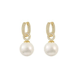 DAIIIBABYYY  -  sliver-plated Pearl Zircon Earring for Women Girl Party Gift Circular Temperament Banquet Jewelry