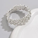 Daiiibabyyy  Sparkling Full Rhinestone Three-layer Bracelet Shiny Silver Bangle Adjustable For Women Wedding Party Jewelry Birthday Gifts