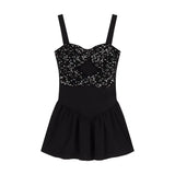 DAIIIBABYYY  -  Black Sequin Camisole Dress Women Summer Short Stature Waist Cinching Temperament Ballet Style A-line Fluffy Short