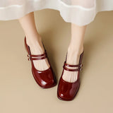 DAIIIBABYYY  -  Large Size 34-43 Mary Jane Shoes Women Block Heel Patent Leather Black Shoes