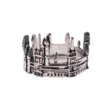 Daiiibabyyy  Vintage Europe Old Castle Rings for Women Men Antique Sliver Plating Carving Gothic Church Finger Ring Festival Jewelry