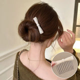 Daiiibabyyy  Teeth Acetic Acid Bow Hair Comb Barrettes Styling Tool Bowknot Hairpin Fixed Combs Korean Style Headwear Anti Slip Bangs Clip