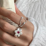 Daiiibabyyy Women Fashion Geometric Handmade Irregular Red Flower Ring Simple Jelwery Party Christmas Gift