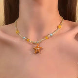 DAIIIBABYYY  -  Fashion Natural Stone Shell Collarbone Charm Starfish Conch Rice Bead Necklace Ladies Party Jewelry Gift