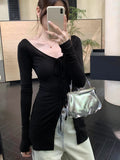 DAIIIBABYYY  -  Harajuku Sun Protection Tees Women Y2k Aesthetic Single Breasted Vintage Bandage T-Shirt 2025 Streetwear Sexy Bodycon Grunge Top