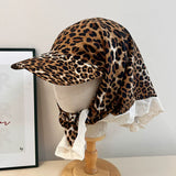 DAIIIBABYYY  -  Retro Lace Edge Splicing Printed Triangular Headscarf Caps Women Summer Sunscreen Trendy Atmosphere Casual Versatile Sun Hat