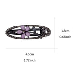Daiiibabyyy  Elegant Rhinestone Glaze Flower Hairpin Women's Bangs Side Clip Metal Oval Geometry Duckbill Clip France Style Hair Accessories