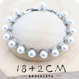 Daiiibabyyy White Pearls Silver 925 Jewelry Sets  For Women Bridal Earrings Bracelets Rings Pendant Wedding Set Necklace Zirconia Jewellery