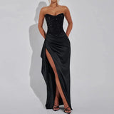 DAIIIBABYYY  -  Strapless Sequined Patchwork Fashion Maxi Dress, Women Spring Summer Sexy Sleeveless Party Dress, 2025 New Simple Ladies Dresses