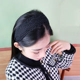 Daiiibabyyy  Korean New Vintage Lace Flower Hair Hoop Sweet Headband Temperament Wide Side Hairbands Girls Women Hollow Non Slip Headwear