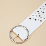 Daiiibabyyy  Retro Street Style Hollow Out PU Leather Belt for Women Fashion Waist Cincher Belt Versatile Decorative American Style Belt