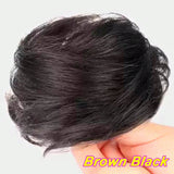 Daiiibabyyy  2PCS Messy Human Hair Bun Chignon With Elastic Rubber Band Stretchy 100% Human Hair Scrunchies Hair Bun Donut Elegant Ponytail