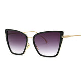 Daiiibabyyy  Retro Design Cat Eye Sunglasses Fashionable Driving Metal Frame Glasses Suitable For All Seasons Leisure Walk UV400