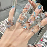 DAIIIBABYYY  -  Blue Butterfly Drip Oil Enamel Open Ring Women's Party Shining Jewelry The Best Gift for A Girlfriend