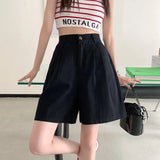 Daiiibabyyy  High Quality Cotton Casual Shorts Women Korean Wide Leg Straight Short Pans Women Summer Black  All Match Streetwear Bottoms New