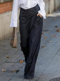 DAIIIBABYYY  -  Women's Suit Pants Gray Black Wide Leg Trouser New Fashion Asymmetric High Waisted Split-Joint Spring Female Clothing