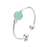 Daiiibabyyy Silver Color Ring for Women Girl Gift Antique Jasper Temperament Hotan Jade Lucky Bead Jewelry 925 Stamped