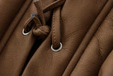 DAIIIBABYYY  -  Vintage Faux Fur Leather Jackets Women Loose Lace Up V-neck Long Sleeve Pocket Belt Coat 2024 Autumn Winter High Street Outwear