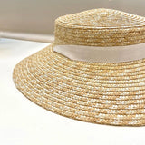 Daiiibabyyy  Fashion Women Summer Hat Wide Brim Beach Hat Ribbon Tie Wheat Straw Hat Outdoorsman Boater Hat Sun Protective Panama