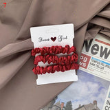 DAIIIBABYYY  -  3PCs/set Silk Satin Elastic Hair Band Small Scrunchies Set Ladies Rubber Bands Ponytail Holders for Women Girls Hair accessories