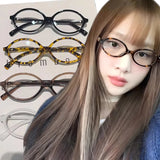DAIIIBABYYY  -  Y2K Retro Oval Frame Glasses for Women Female Leopard Sweet Cool Eyewear Trend Reading Computer Anti Blue Light Eyeglasses