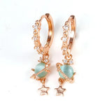 Daiiibabyyy  New Vintage Cute Circle Star Earrings Exquisite Blue Planet Zircon Hoop Earring for Women Girls Fashion Jewelry Gifts