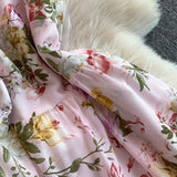 Daiiibabyyy  Vintage New Printing Slip Dress for Women Fashion A-Line Ruffled Robe Femme Sweet Backless Korean Dresses Vestidos De Mujer