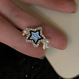 DAIIIBABYYY  -  2024 Gothic Unisex Star Ring Set Punk Grunge Cross Star Woman Man Jewelry Hip Hop Party Street Ring Accessories New Gift