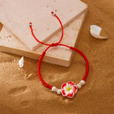 DAIIIBABYYY  -  Handmade Bohemian Sweet Colorful Polymer Clay Chain Bracelets for Women on Hand Flower Elastic Bangles Y2K Jewelry Gift