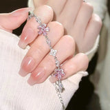 DAIIIBABYYY  -  Elegant Crystal Flowers Bracelet For Women Y2K Sweet Girls Moon Cherry Blossom Bow Zircon Bracelets Luxury Designer Jewelry Gift