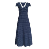 DAIIIBABYYY  -  French Lace Polyester Fiber Patchwork Dress, Summer V-neck, Elegant Polka Dot, Waistband, Slimming Long Skirt