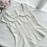 DAIIIBABYYY  -  Slimming French Style Pure Desire Sweet Two-Piece Set Women's Summer Trendy Top Half Skirt Ensemble Waist-Cinching Top