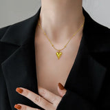 Daiiibabyyy Fashion Luxury Design Heart Pendant Necklace for Women Simple Stainless Steel Romantic Gold Love Necklace Girls Jewelry Gift