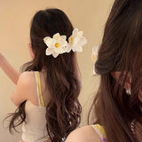 DAIIIBABYYY  -  1pc Egg Flower Fabric Flower Hair Clip for Women, Fashionable and Versatile Side Duckbill Clip, Exclusive Design Hair Accessory