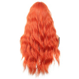 Daiiibabyyy  28inch Long orange Curly Wavy Wig with Bang For Women Synthetic Heat Resistant Wigs Daily Party Cosplay Use