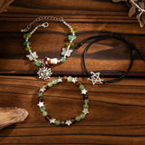 Daiiibabyyy  Exquisite Bohemian Beaded Bracelet Spiral Design Multi-Layer Ethnic Style Bracelet Butterfly Star Pendant Gravel Woven Bangle