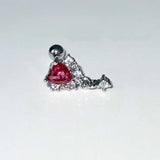 DAIIIBABYYY  -  1PC Helix Piercing Earring Ear Stack Zircon Evil Ear Piercing Heart Chain Helix Ear Stud Conch Chain Korean Style 20G Cartilage
