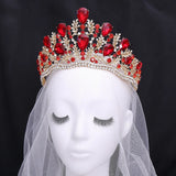 Daiiibabyyy  Luxury High Quality Royal Queen Wedding Crown for Women Large Crystal Banquet Veil Tiara Party Costume Hair Ornament