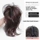DAIIIBABYYY  -  High Top Ponytail Hair Extension Mermaid Curl Short Tail Clip on Fake Hair for Women Asian Fiber Tail Hair Extensions