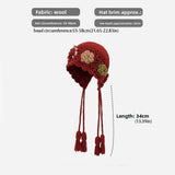 Daiiibabyyy  Cute Tassels Crochet Knitted Hat Hollow Out Handmade Knit Cap Korean Bohemian Style Weave Cap Travel
