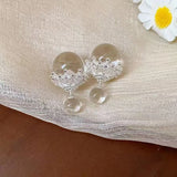 Daiiibabyyy  Luxury Double sided White Crystal Crown Stud Earrings Women High Fashion Two Wear Earrings Niche Jewelry Gifts